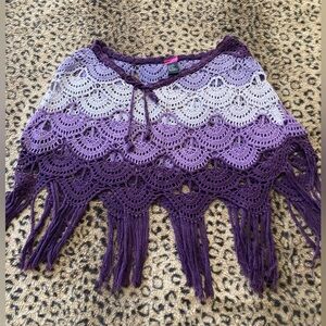 Purple crochet poncho